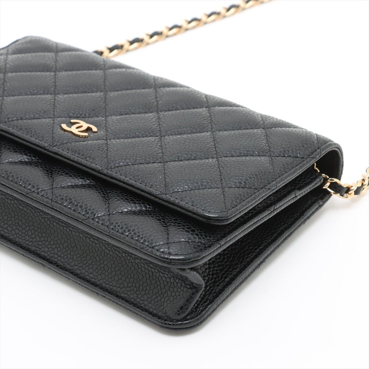 Second hand Chanel WOC Caviar Leather Quilted Flap Crossbody Black - Tabita Bags