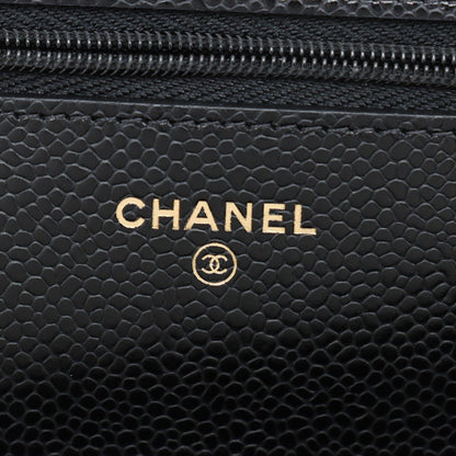 Second hand Chanel WOC Caviar Leather Quilted Flap Crossbody Black - Tabita Bags