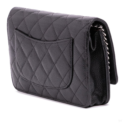 Second hand Chanel WOC Caviar Leather Quilted Flap Crossbody Black - Tabita Bags