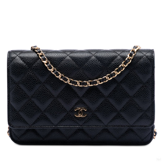 Second hand Chanel WOC Caviar Leather Quilted Flap Crossbody Black - Tabita Bags