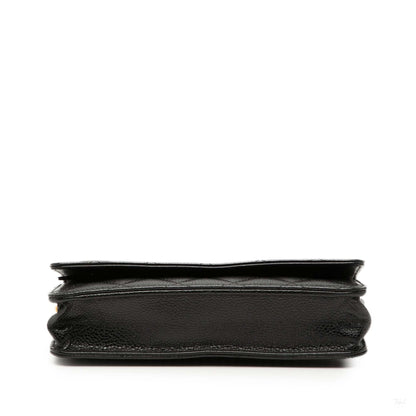 Second hand Chanel WOC Caviar Leather Quilted Flap Crossbody Black - Tabita Bags