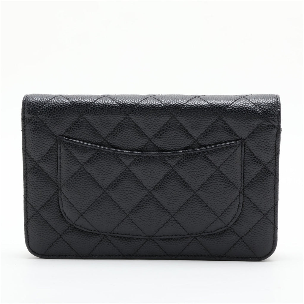 Second hand Chanel WOC Caviar Leather Quilted Flap Crossbody Black - Tabita Bags