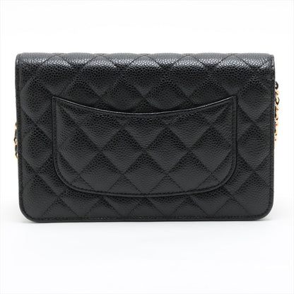 Second hand Chanel WOC Caviar Leather Quilted Flap Crossbody Black - Tabita Bags