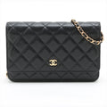 Second hand Chanel WOC Caviar Leather Quilted Flap Crossbody Black - Tabita Bags