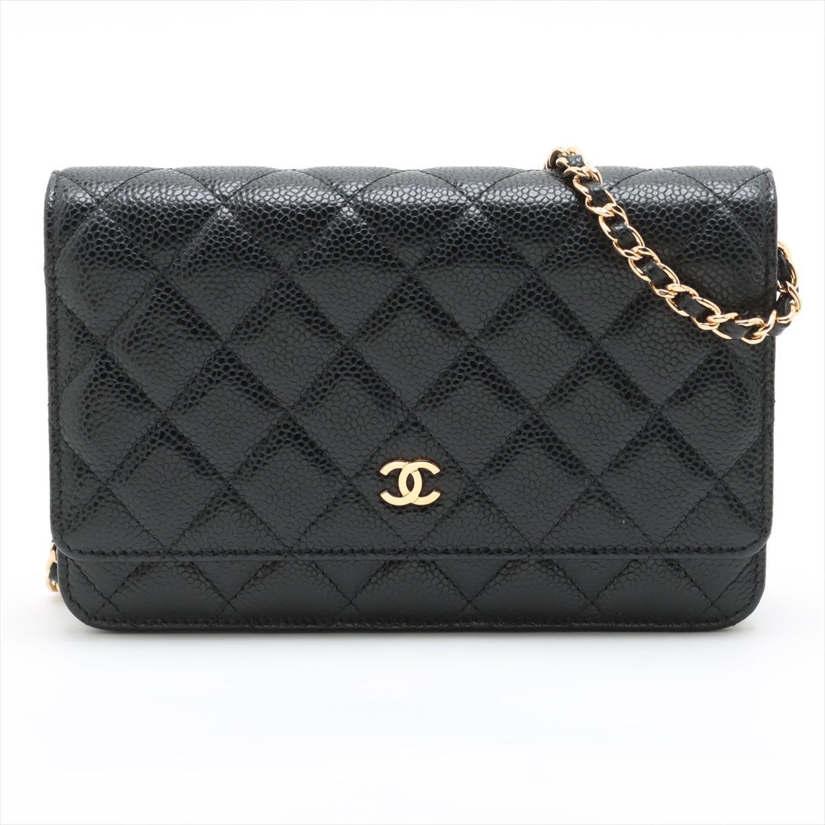 Second hand Chanel WOC Caviar Leather Quilted Flap Crossbody Black - Tabita Bags