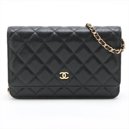 Second hand Chanel WOC Caviar Leather Quilted Flap Crossbody Black - Tabita Bags
