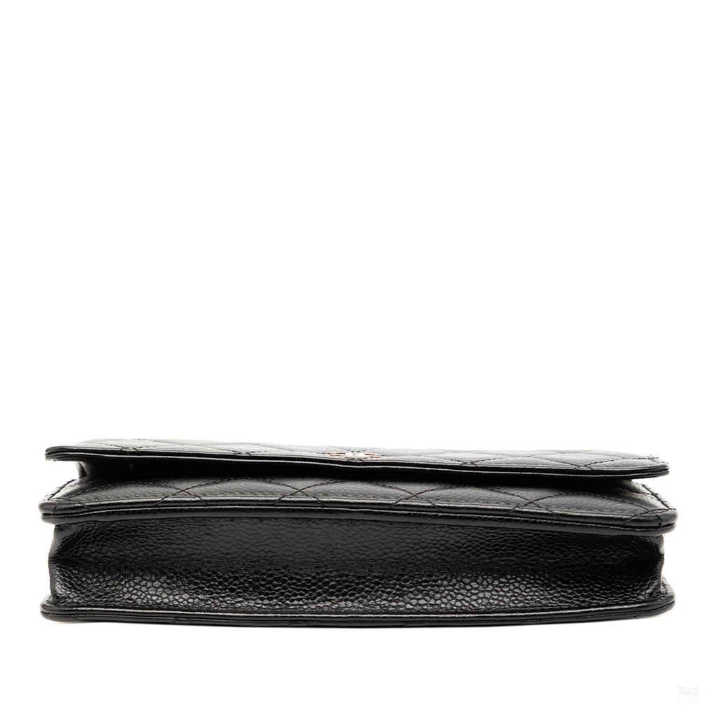 Second hand Chanel WOC Caviar Leather Quilted Flap Crossbody Black - Tabita Bags