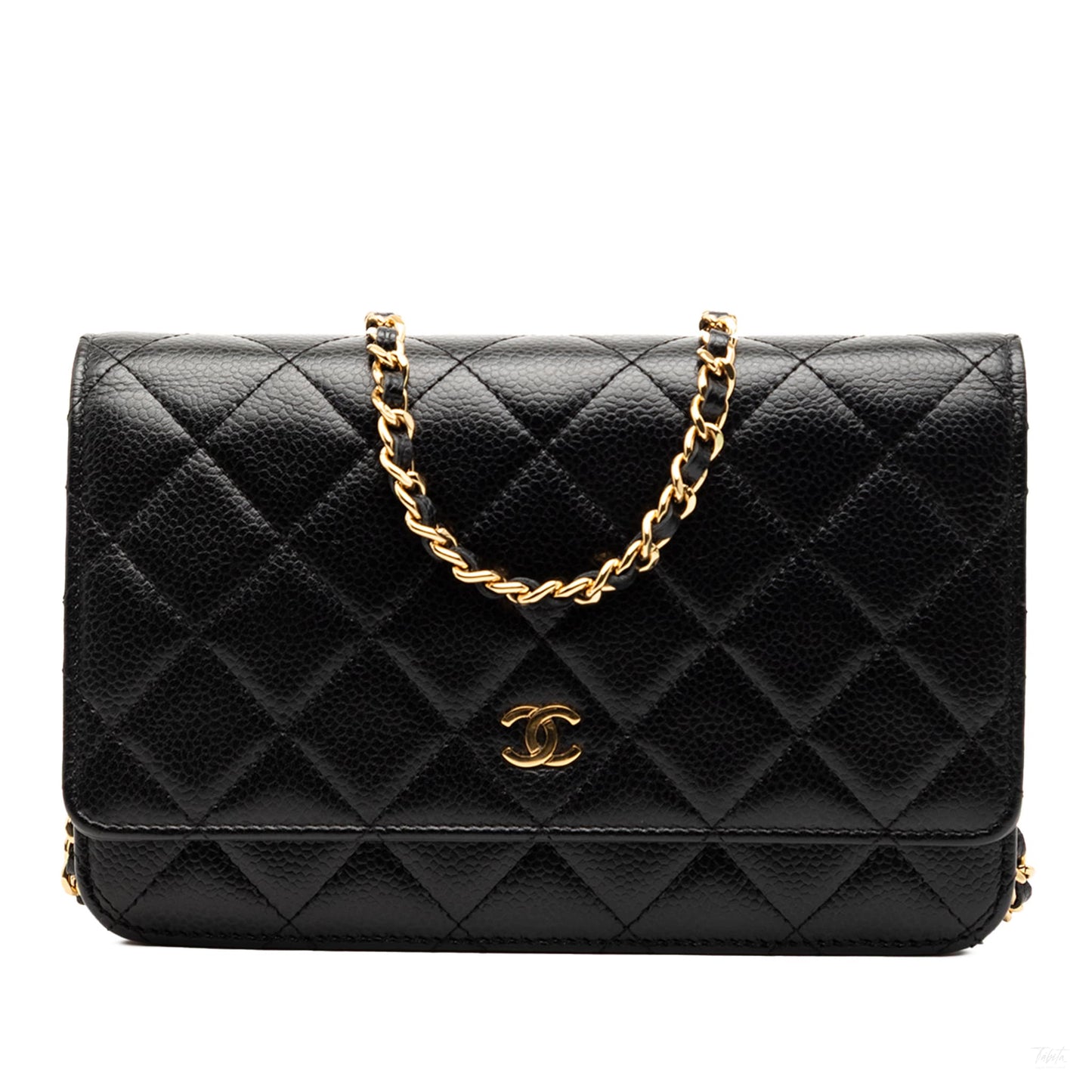 Second hand Chanel WOC Caviar Leather Quilted Flap Crossbody Black - Tabita Bags