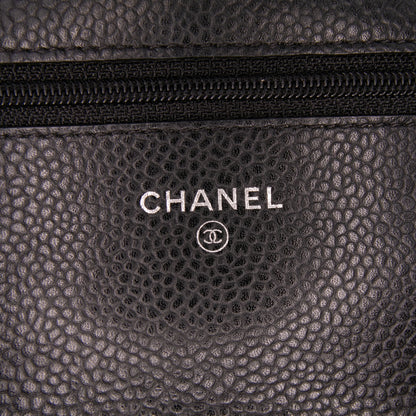Second hand Chanel WOC Caviar Leather Quilted Flap Crossbody Black - Tabita Bags