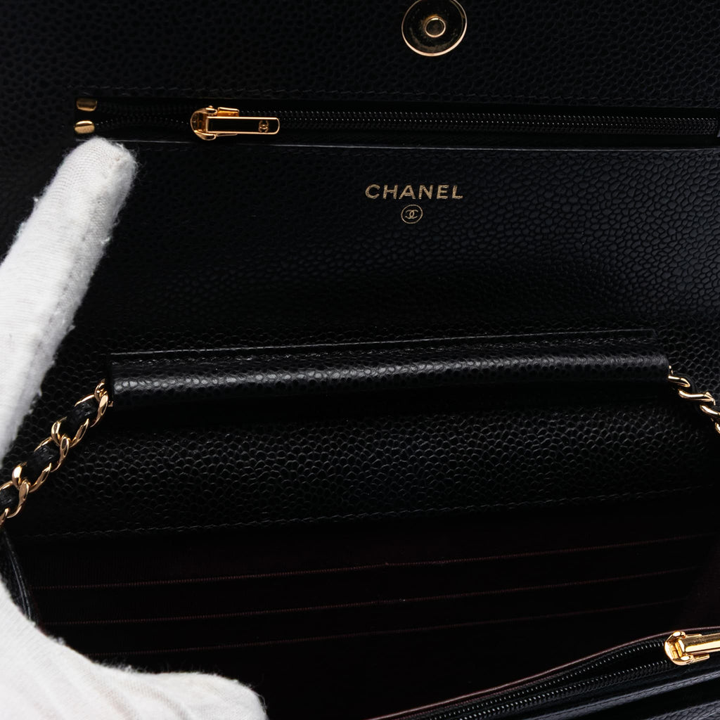 Second hand Chanel WOC Caviar Leather Quilted Flap Crossbody Black - Tabita Bags