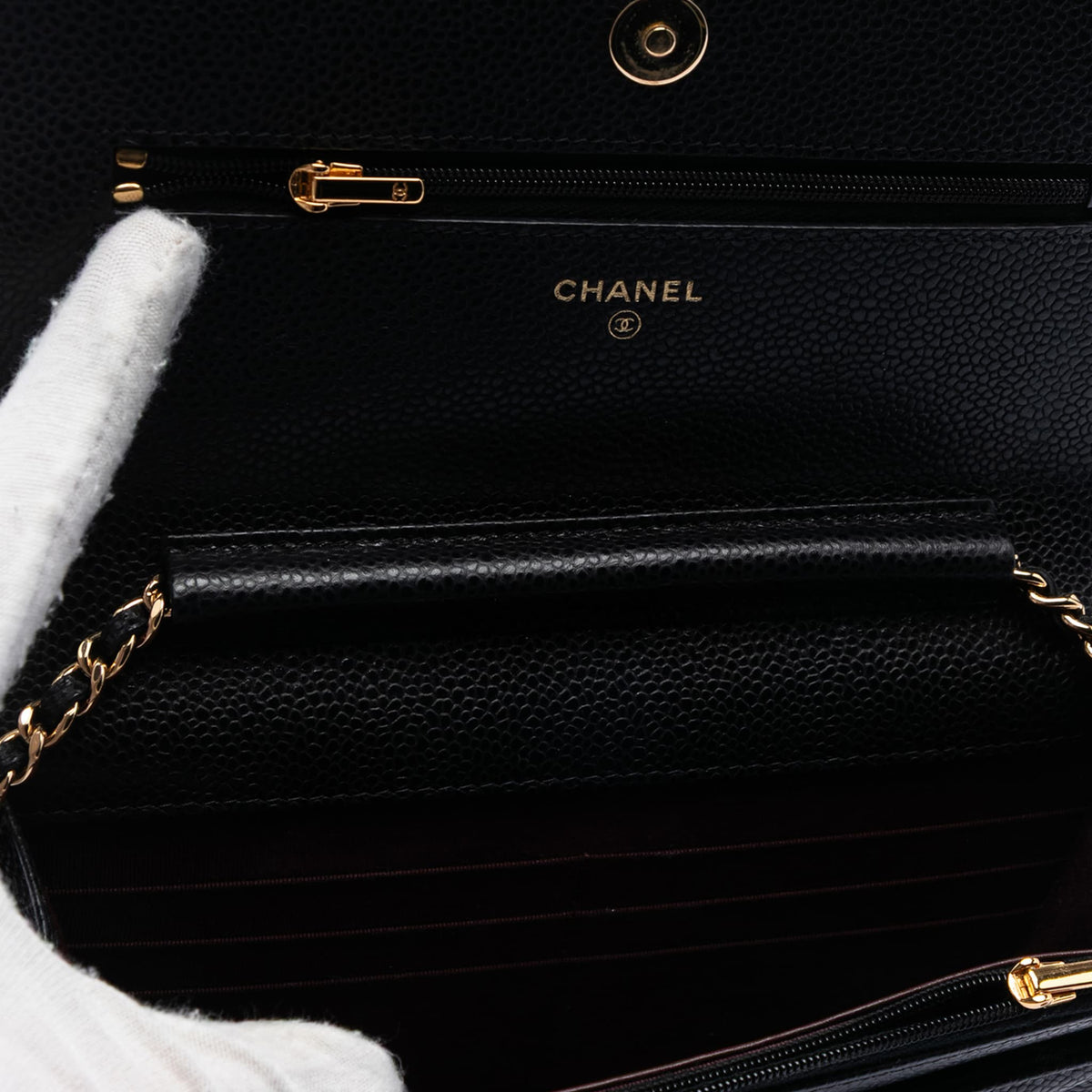 Second hand Chanel WOC Caviar Leather Quilted Flap Crossbody Black - Tabita Bags