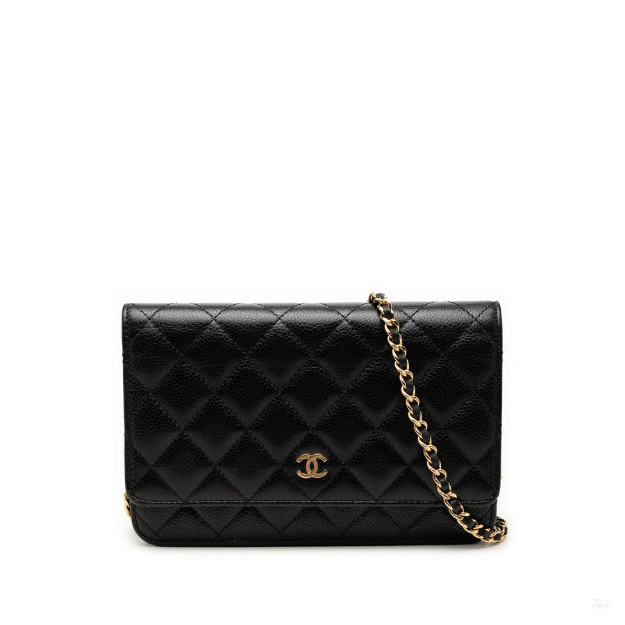 Second hand Chanel WOC Caviar Leather Quilted Flap Crossbody Black - Tabita Bags