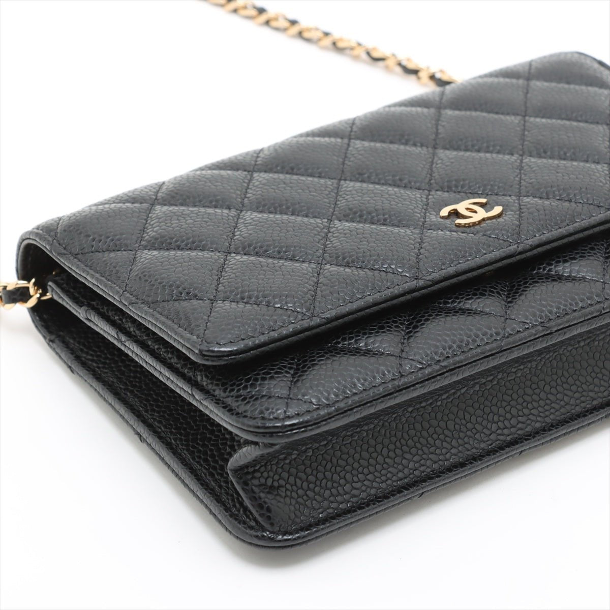 Second hand Chanel WOC Caviar Leather Quilted Flap Crossbody Black - Tabita Bags