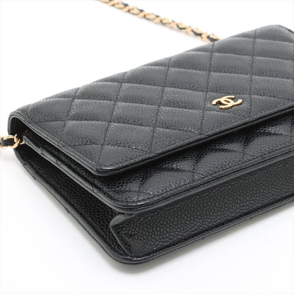 Second hand Chanel WOC Caviar Leather Quilted Flap Crossbody Black - Tabita Bags