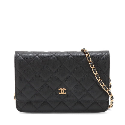 Second hand Chanel WOC Caviar Leather Quilted Flap Crossbody Black - Tabita Bags