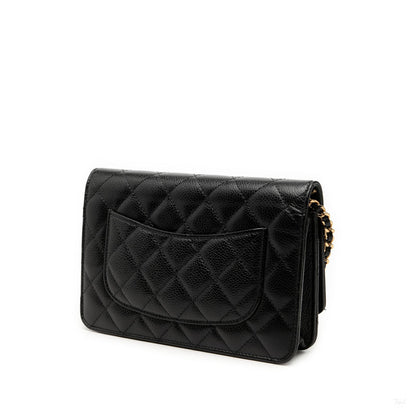 Second hand Chanel WOC Caviar Leather Quilted Flap Crossbody Black - Tabita Bags