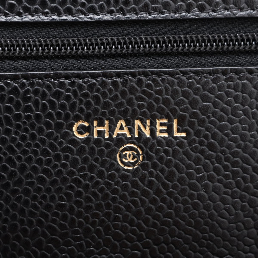 Second hand Chanel WOC Caviar Leather Quilted Flap Crossbody Black - Tabita Bags