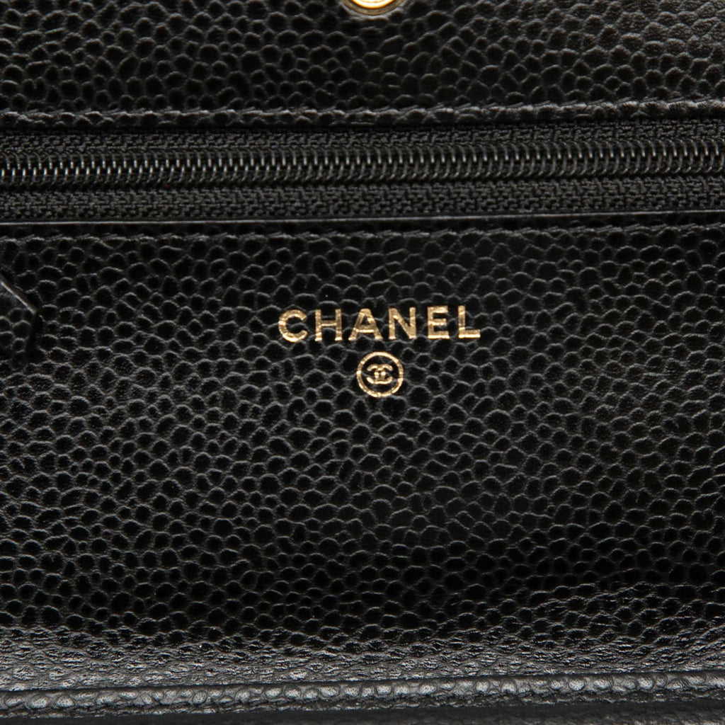 Second hand Chanel WOC Caviar Leather Quilted Flap Crossbody Black - Tabita Bags
