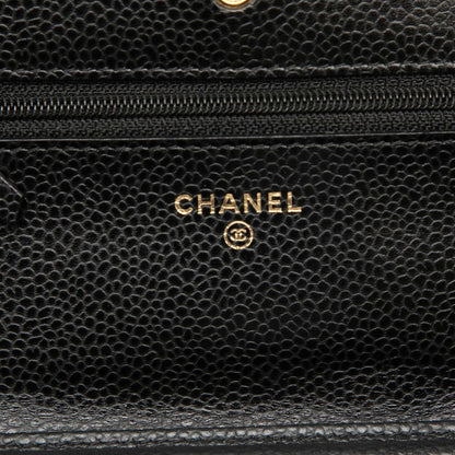 Second hand Chanel WOC Caviar Leather Quilted Flap Crossbody Black - Tabita Bags