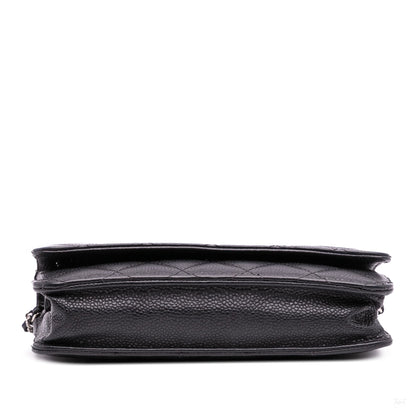 Second hand Chanel WOC Caviar Leather Quilted Flap Crossbody Black - Tabita Bags