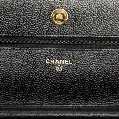 Second hand Chanel WOC Caviar Leather Quilted Flap Crossbody Black - Tabita Bags