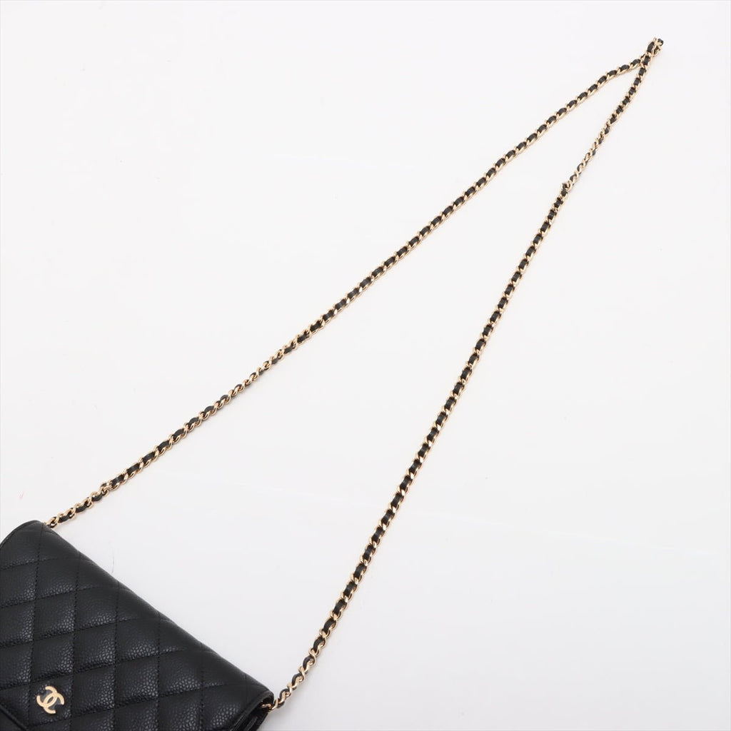 Second hand Chanel WOC Caviar Leather Quilted Flap Crossbody Black - Tabita Bags