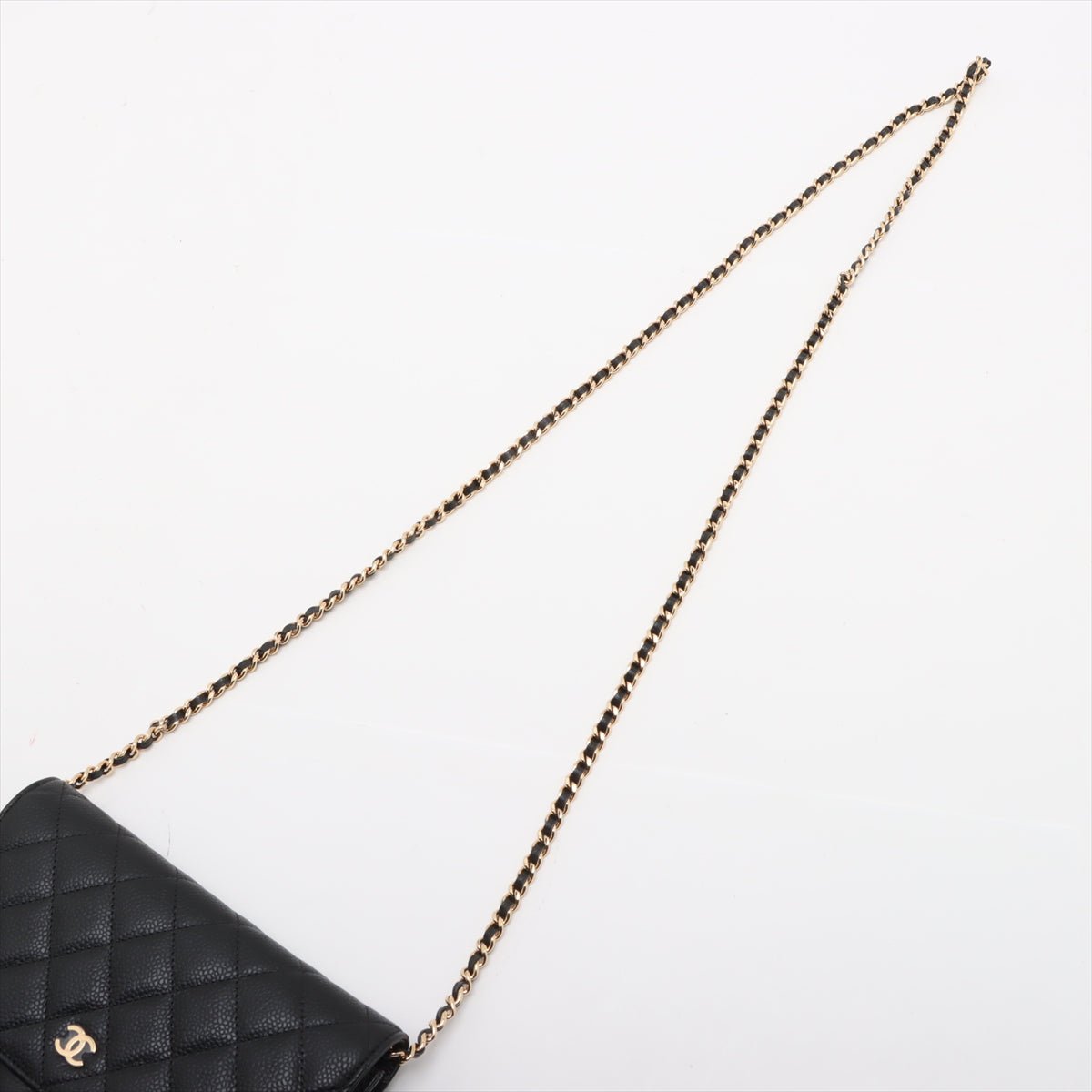 Second hand Chanel WOC Caviar Leather Quilted Flap Crossbody Black - Tabita Bags