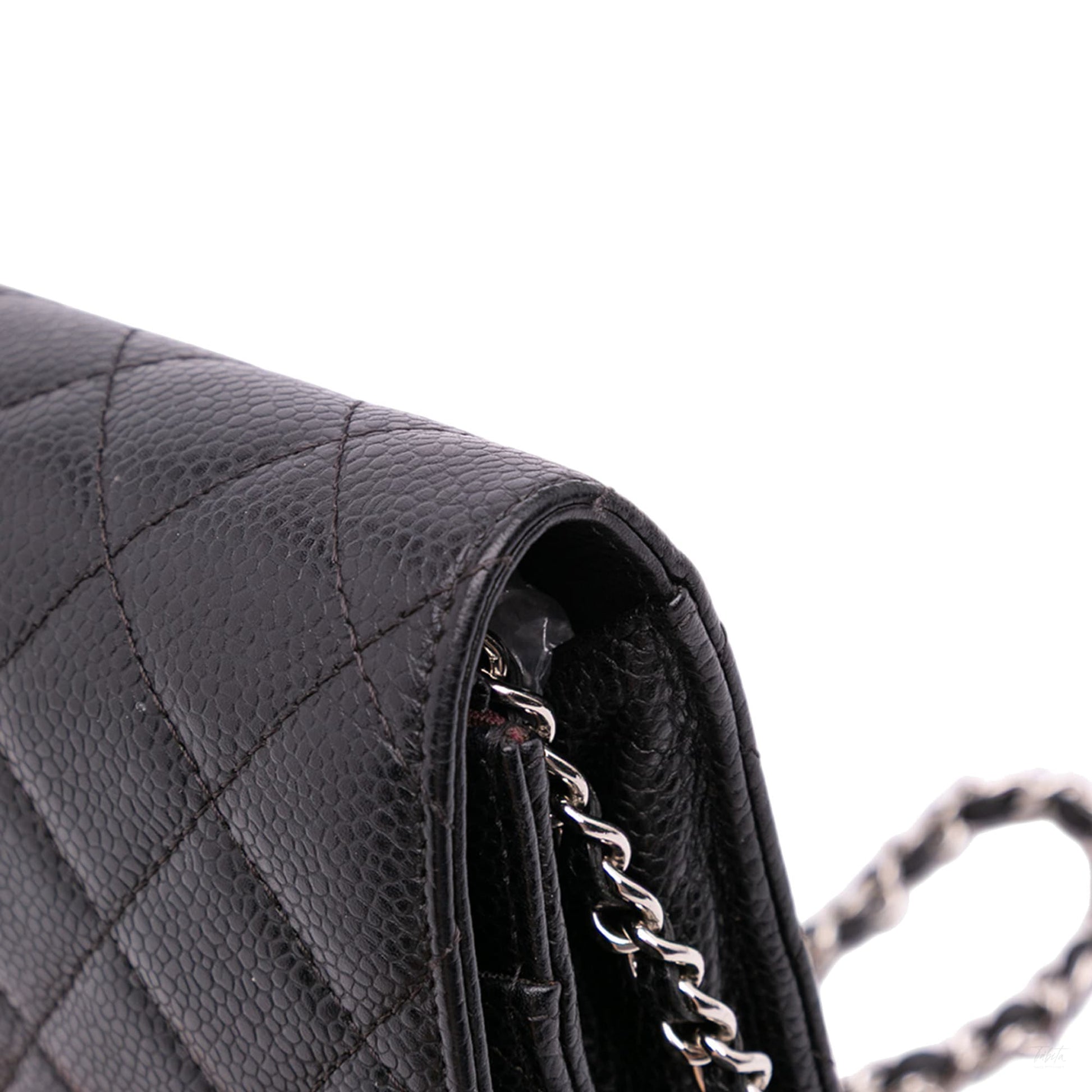 Second hand Chanel WOC Caviar Leather Quilted Flap Crossbody Black - Tabita Bags