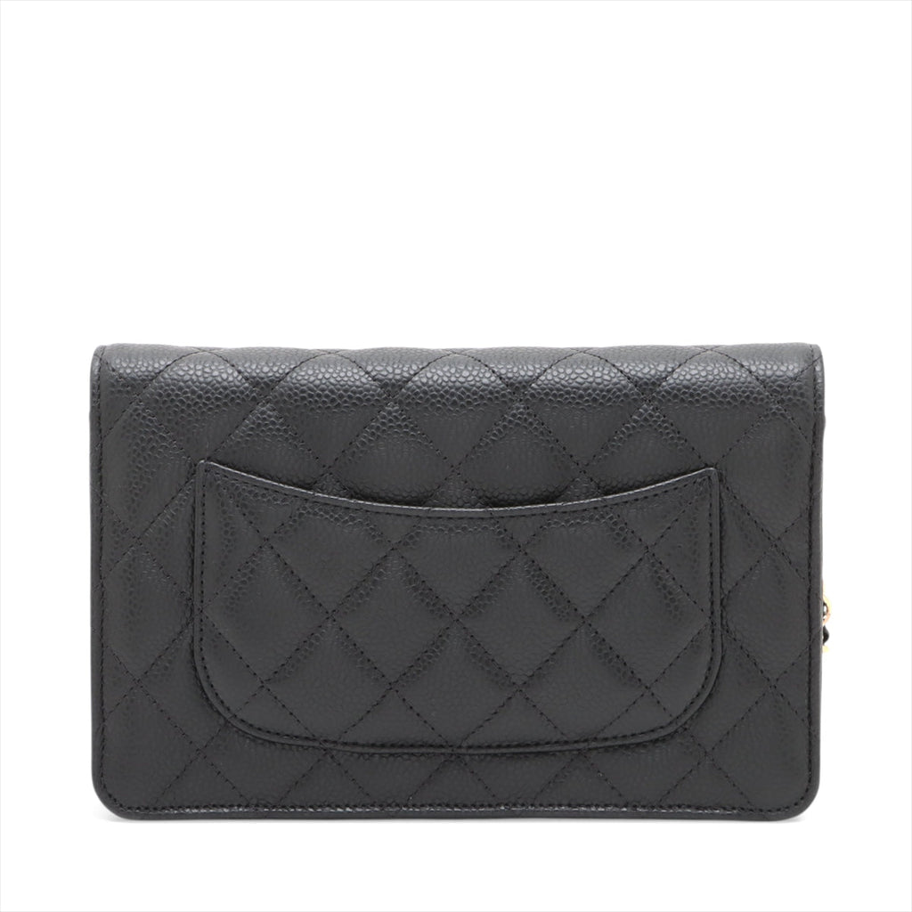 Second hand Chanel WOC Caviar Leather Quilted Flap Crossbody Black - Tabita Bags