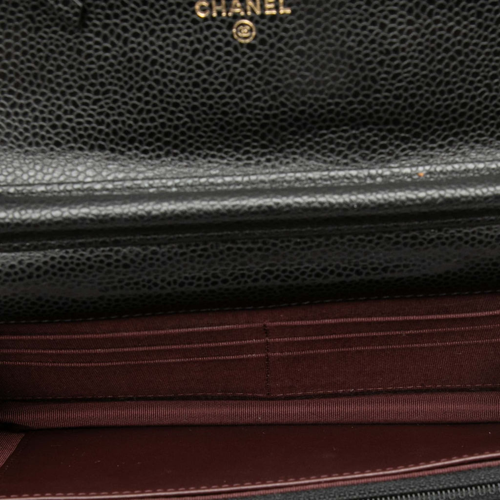 Second hand Chanel WOC Caviar Leather Quilted Flap Crossbody Black - Tabita Bags