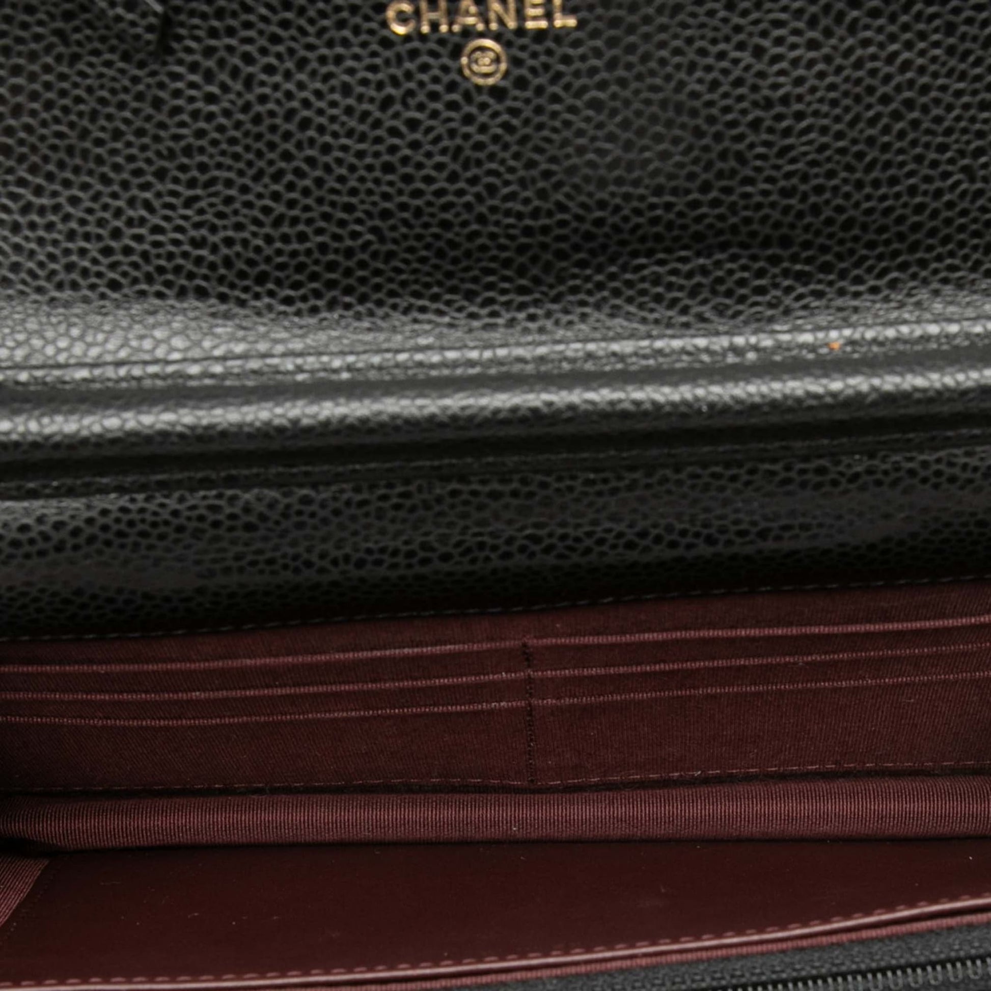Second hand Chanel WOC Caviar Leather Quilted Flap Crossbody Black - Tabita Bags
