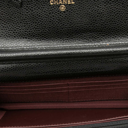 Second hand Chanel WOC Caviar Leather Quilted Flap Crossbody Black - Tabita Bags