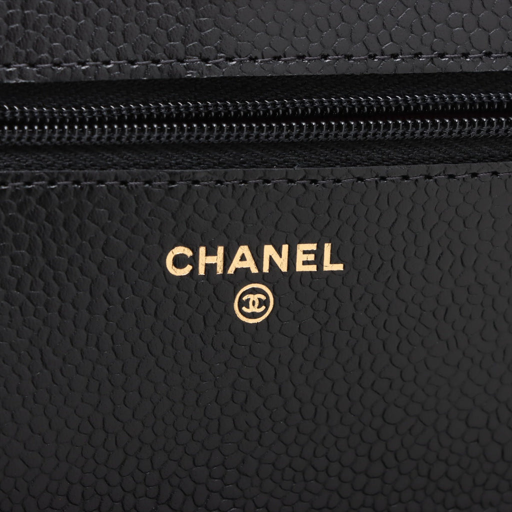 Second hand Chanel WOC Caviar Leather Quilted Flap Crossbody Black - Tabita Bags
