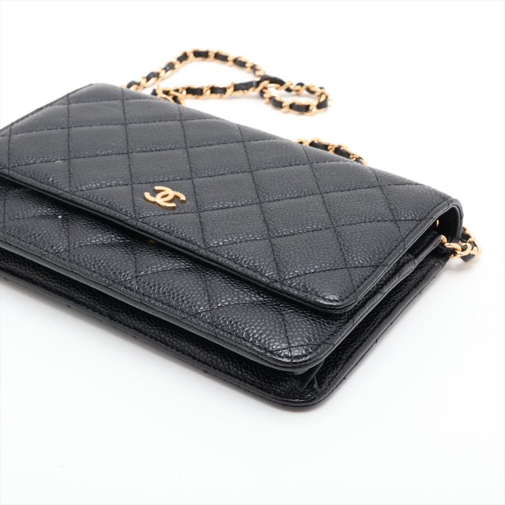 Second hand Chanel WOC Caviar Leather Quilted Flap Crossbody Black - Tabita Bags