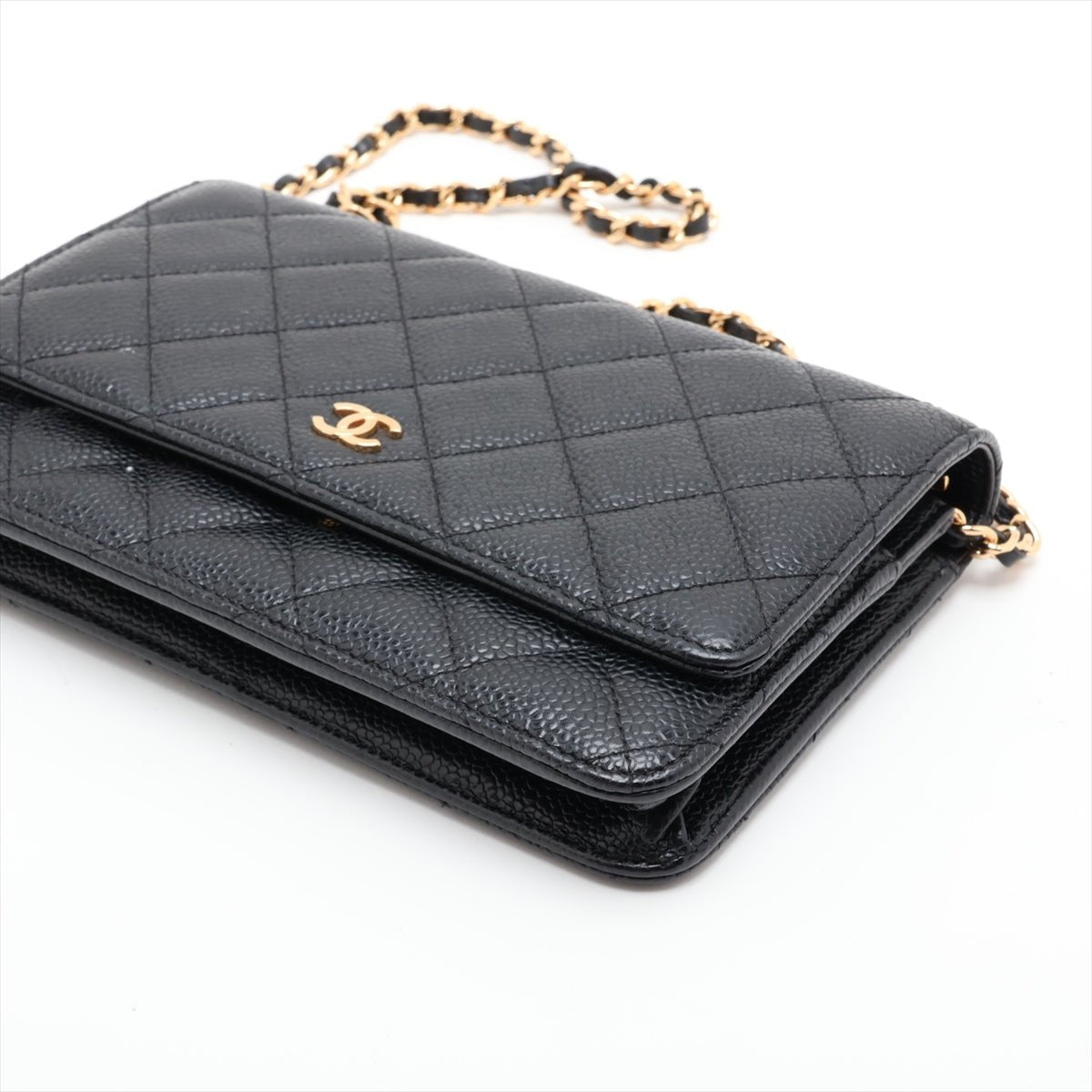 Second hand Chanel WOC Caviar Leather Quilted Flap Crossbody Black - Tabita Bags
