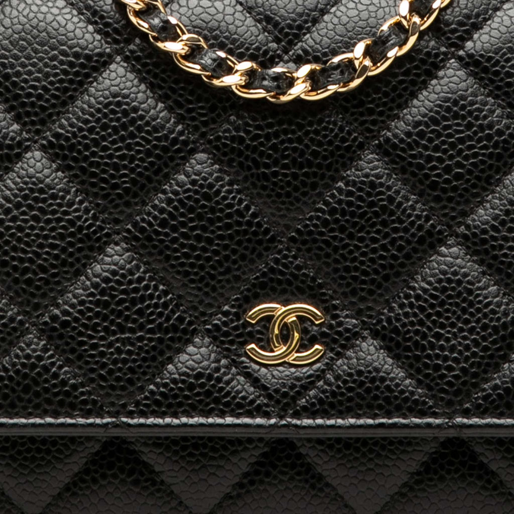 Second hand Chanel WOC Caviar Leather Quilted Flap Crossbody Black - Tabita Bags