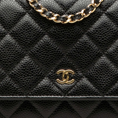 Second hand Chanel WOC Caviar Leather Quilted Flap Crossbody Black - Tabita Bags