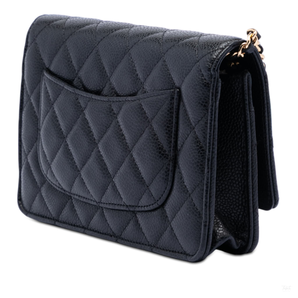 Second hand Chanel WOC Caviar Leather Quilted Flap Crossbody Black - Tabita Bags
