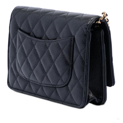 Second hand Chanel WOC Caviar Leather Quilted Flap Crossbody Black - Tabita Bags
