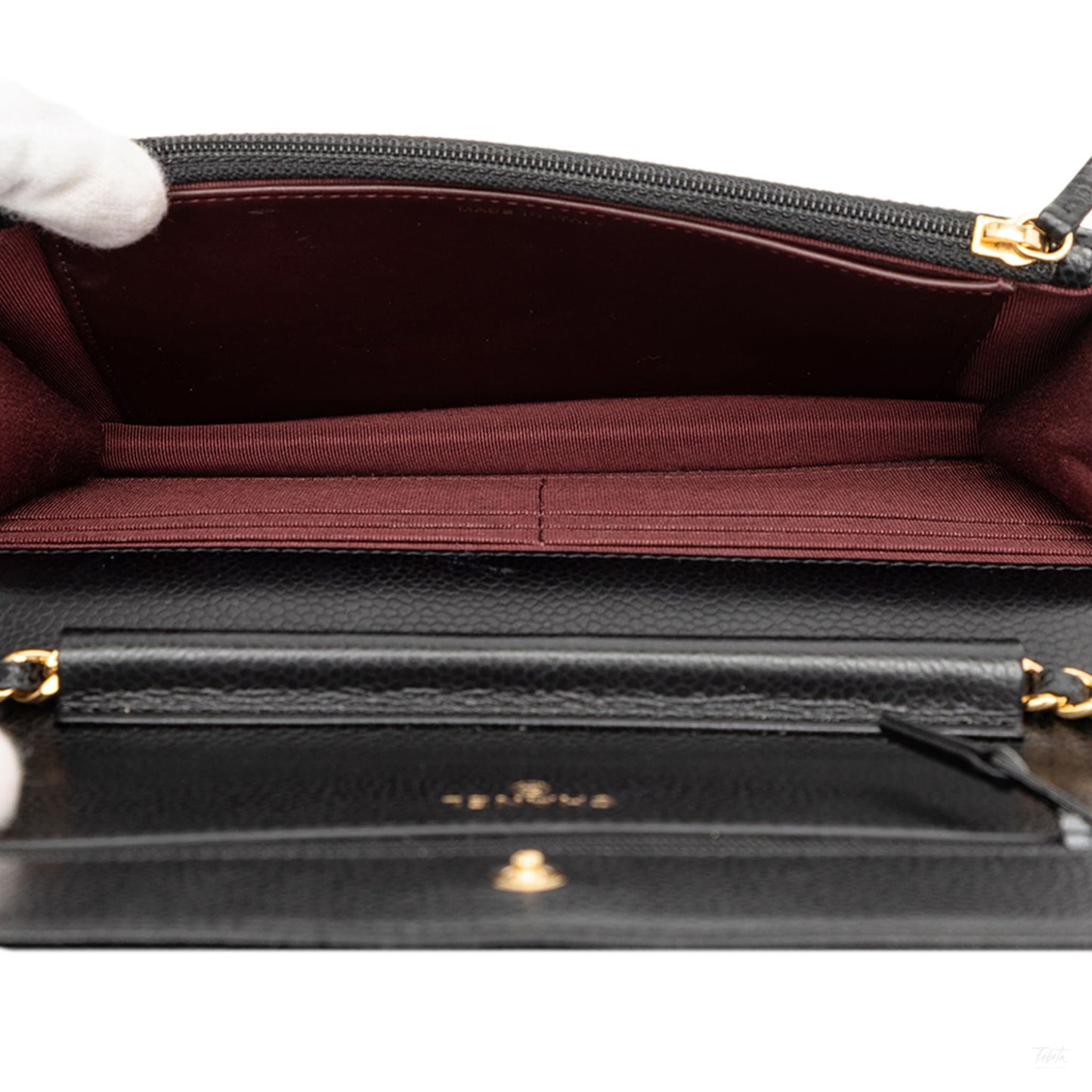 Second hand Chanel WOC Caviar Leather Quilted Flap Crossbody Black - Tabita Bags