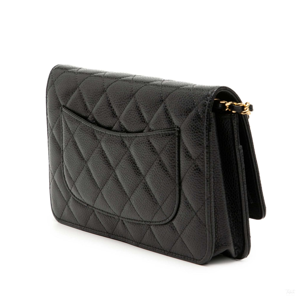 Second hand Chanel WOC Caviar Leather Quilted Flap Crossbody Black - Tabita Bags