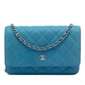 Second hand Chanel WOC Caviar Leather Quilted Flap Crossbody Blue - Tabita Bags