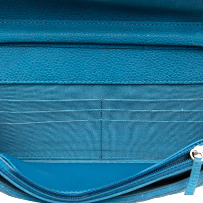 Second hand Chanel WOC Caviar Leather Quilted Flap Crossbody Blue - Tabita Bags