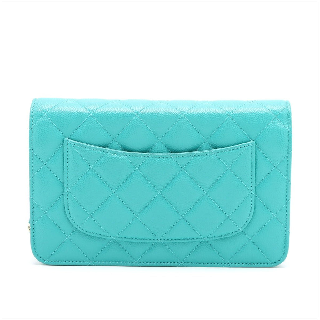 Second hand Chanel WOC Caviar Leather Quilted Flap Crossbody Green - Tabita Bags