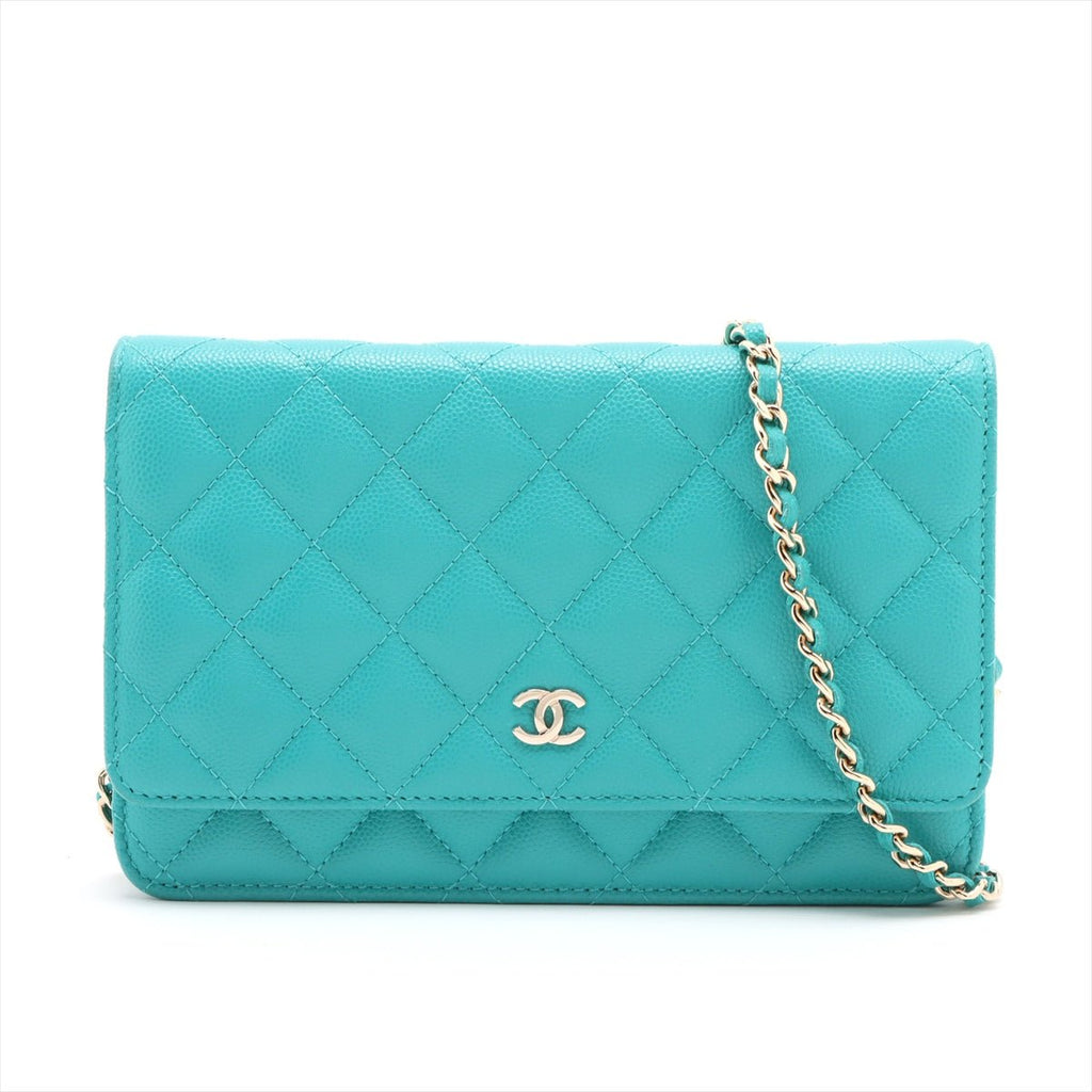 Second hand Chanel WOC Caviar Leather Quilted Flap Crossbody Green - Tabita Bags
