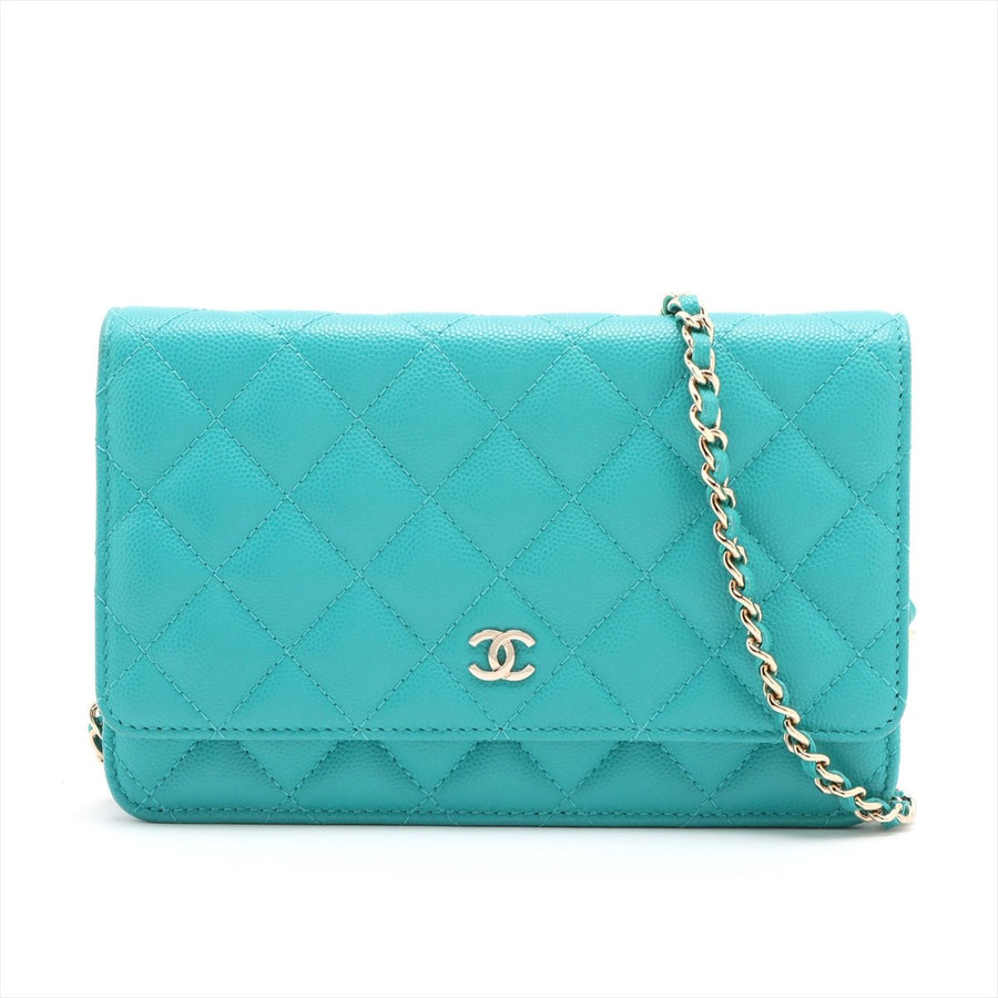 Second hand Chanel WOC Caviar Leather Quilted Flap Crossbody Green - Tabita Bags