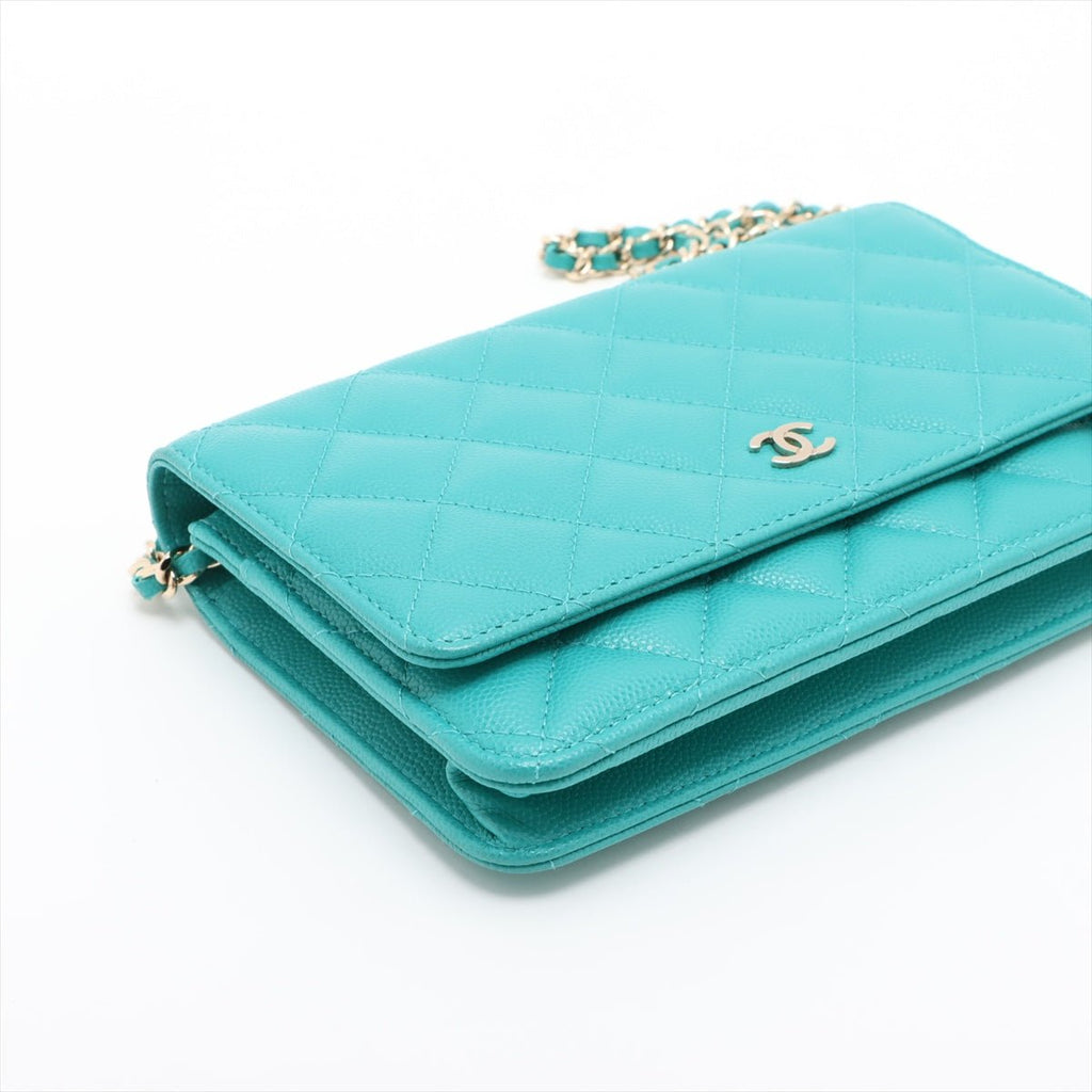 Second hand Chanel WOC Caviar Leather Quilted Flap Crossbody Green - Tabita Bags