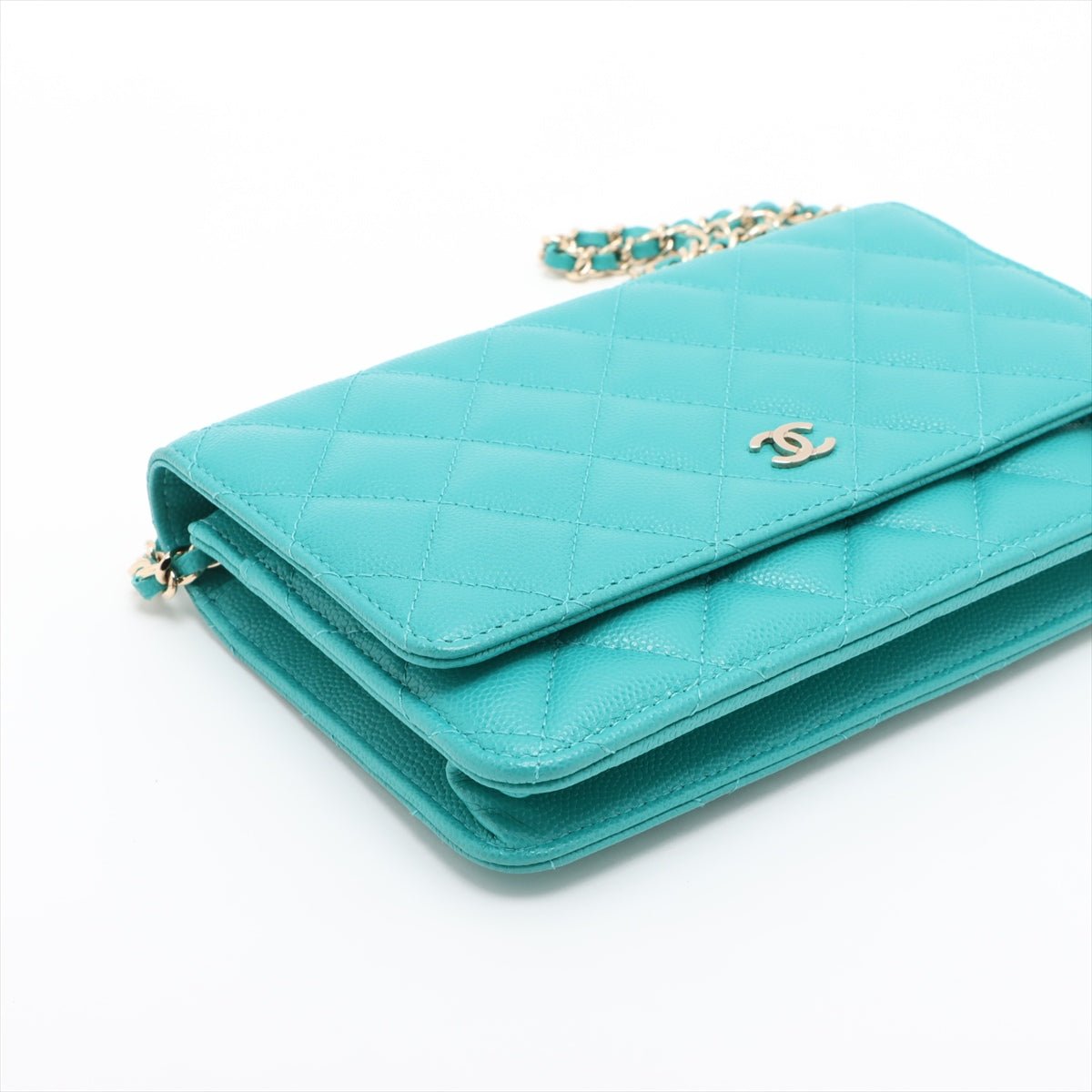 Second hand Chanel WOC Caviar Leather Quilted Flap Crossbody Green - Tabita Bags