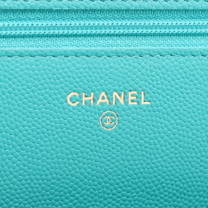 Second hand Chanel WOC Caviar Leather Quilted Flap Crossbody Green - Tabita Bags