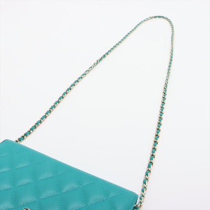 Second hand Chanel WOC Caviar Leather Quilted Flap Crossbody Green - Tabita Bags